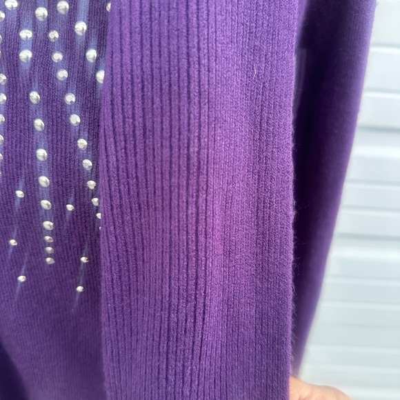 Carolyn Taylor Blackberry Cordial Sweater with Embellishments, removable scarf - Picture 3 of 8